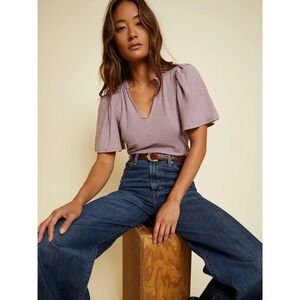 Nation LTD Dusty Lavender Short Sleeve V-Neck Tee